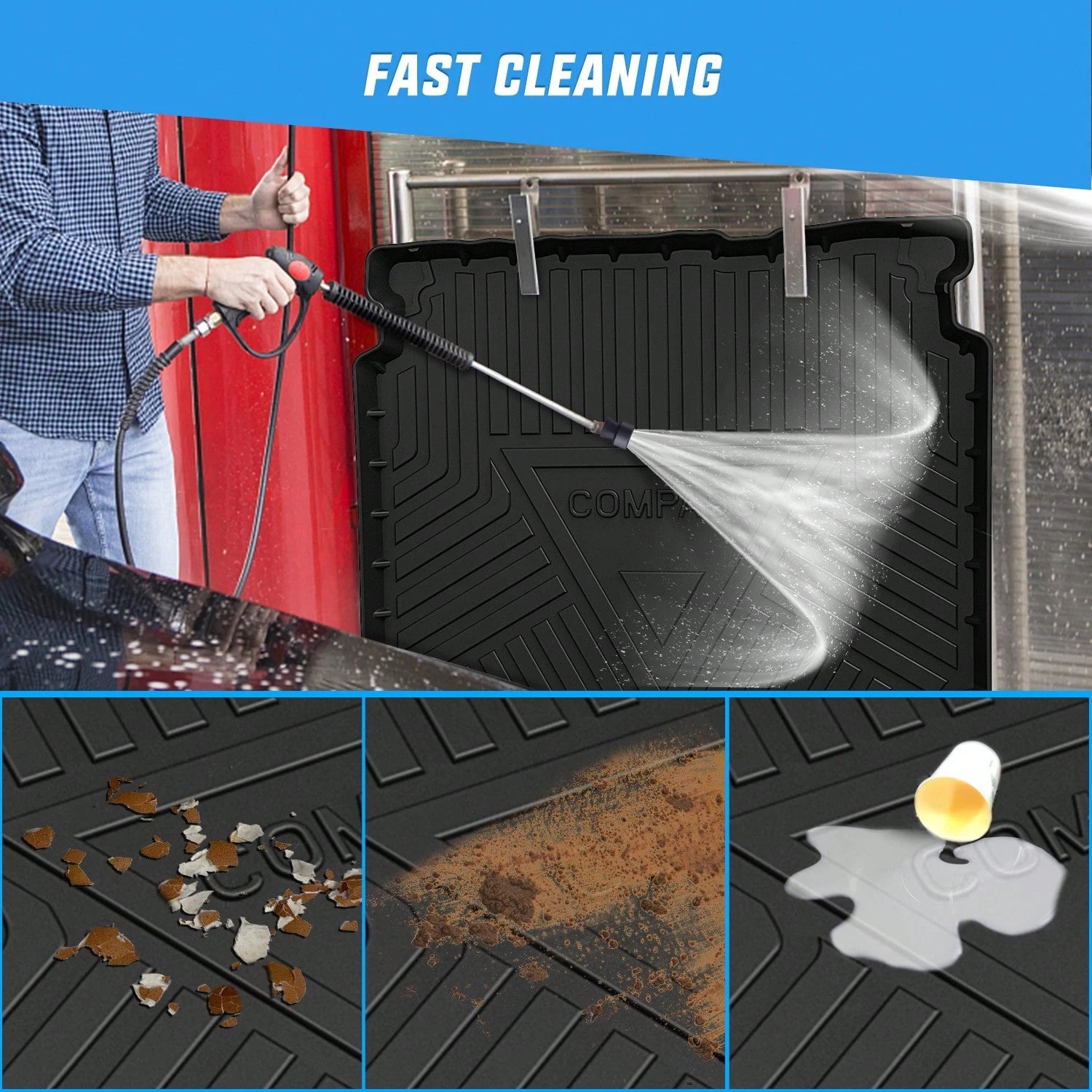 Nilight Cargo Mats Compatible With Jeep Compass 2017 2018 2019 2020 2021 2022 2023 2024 2025,All Weather Protection Heavy Duty Cargo Liners