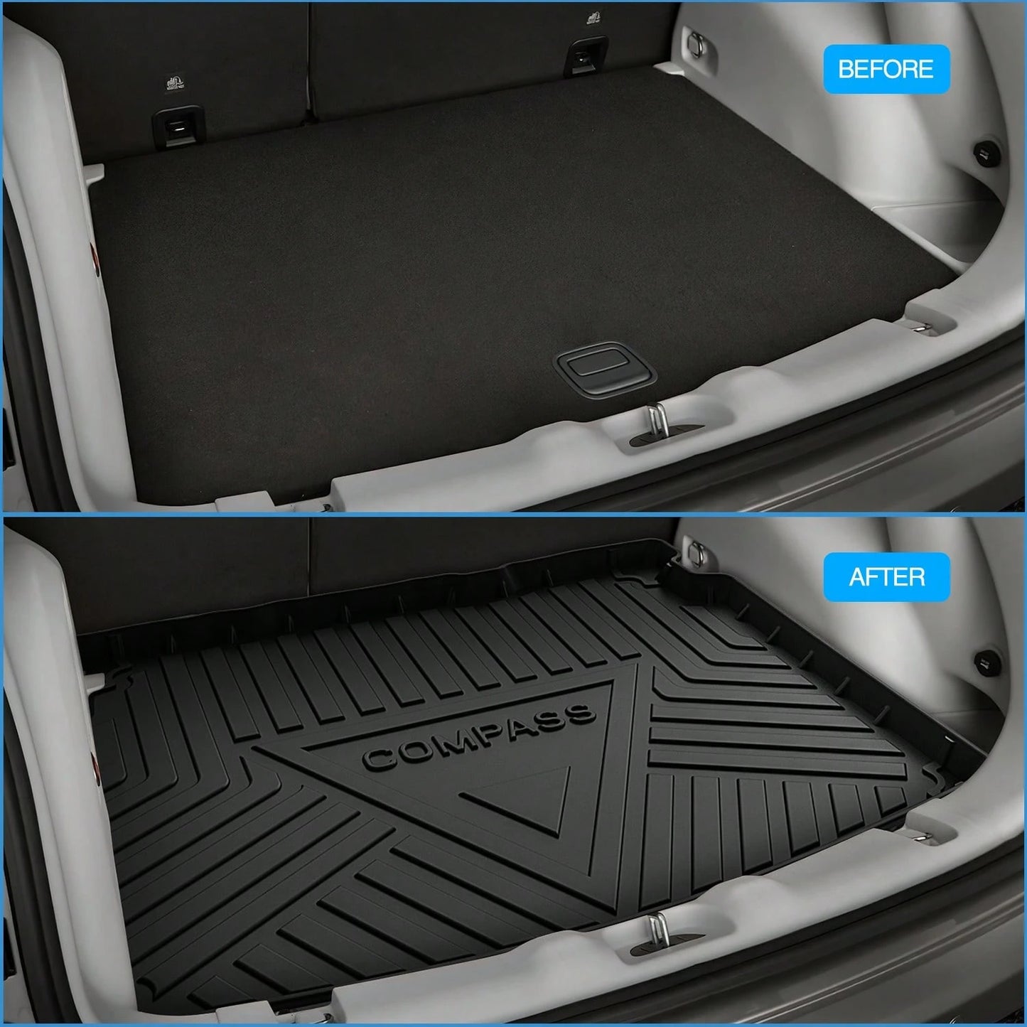 Nilight Cargo Mats Compatible With Jeep Compass 2017 2018 2019 2020 2021 2022 2023 2024 2025,All Weather Protection Heavy Duty Cargo Liners