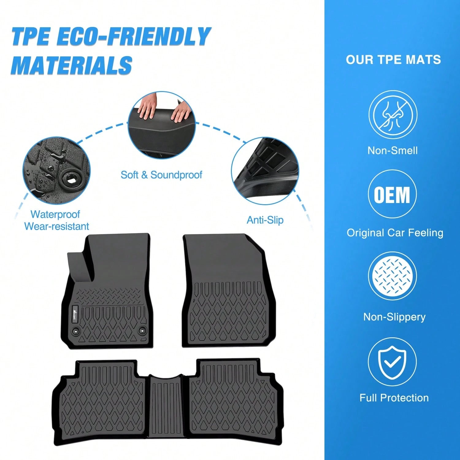 nilight Compatible With Chevy Malibu 2016-2025 Premium TPE Car Floor Mats Custom Fit All Weather Waterproof Floor Liners Full Coverage Heavy Duty Anti Slip Odorless Easy To Clean Mud Snow Dirt Protect
