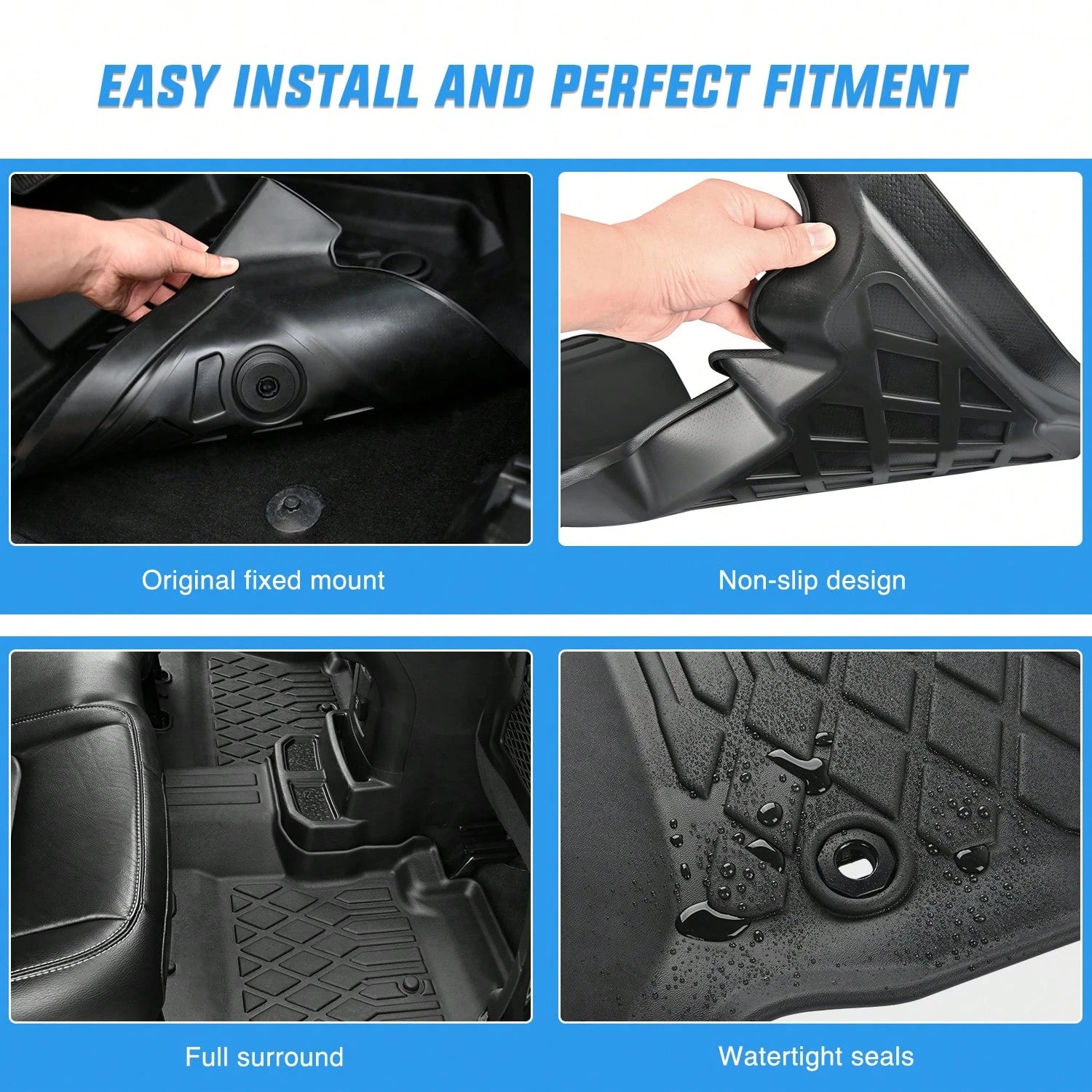 nilight Compatible With Chevy Malibu 2016-2025 Premium TPE Car Floor Mats Custom Fit All Weather Waterproof Floor Liners Full Coverage Heavy Duty Anti Slip Odorless Easy To Clean Mud Snow Dirt Protect