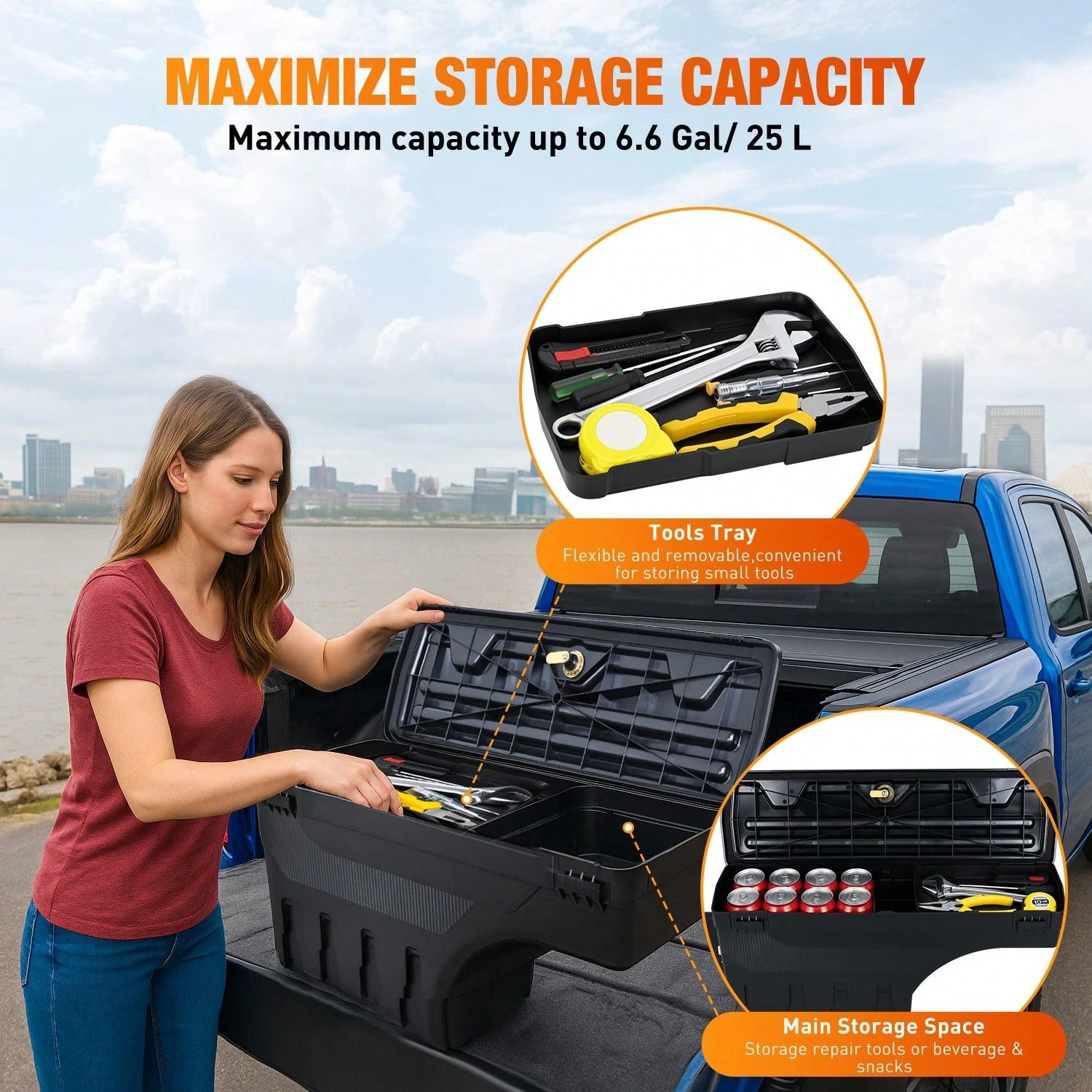 Nilight Truck Bed Tool Box Left Driver Side Truck Toolbox Compatible With Silvera Do GMC Sierra 1500 2500 3500 2007-2018 Swing Case Truck Bed Storage Box W Lockable Lid Waterproof Wheel Well Toolbox