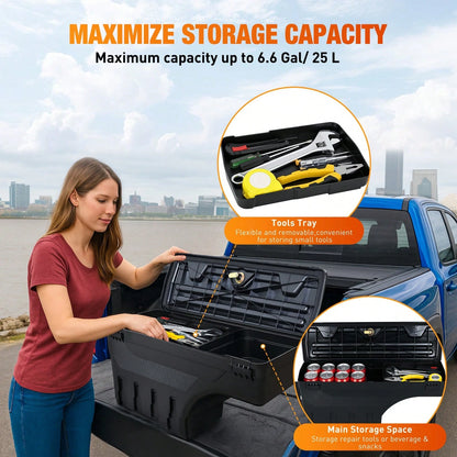 Nilight Truck Bed Tool Box Left Driver Side Truck Toolbox Compatible With Silvera Do GMC Sierra 1500 2500 3500 2007-2018 Swing Case Truck Bed Storage Box W Lockable Lid Waterproof Wheel Well Toolbox