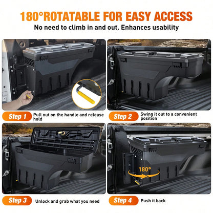 Nilight Truck Bed Tool Box Left Driver Side Truck Toolbox Compatible With Silvera Do GMC Sierra 1500 2500 3500 2007-2018 Swing Case Truck Bed Storage Box W Lockable Lid Waterproof Wheel Well Toolbox