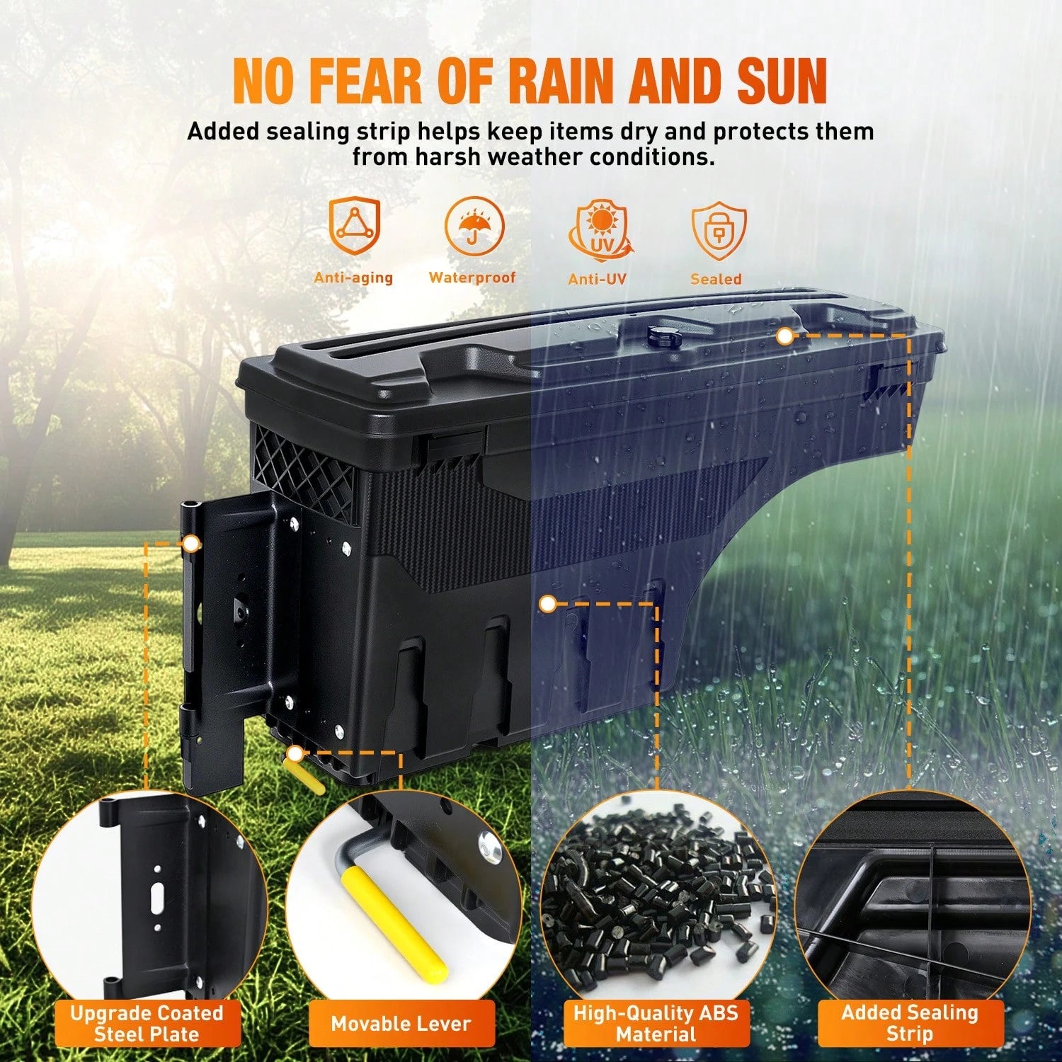 Nilight Truck Bed Tool Box Left Driver Side Truck Toolbox Compatible With Silvera Do GMC Sierra 1500 2500 3500 2007-2018 Swing Case Truck Bed Storage Box W Lockable Lid Waterproof Wheel Well Toolbox
