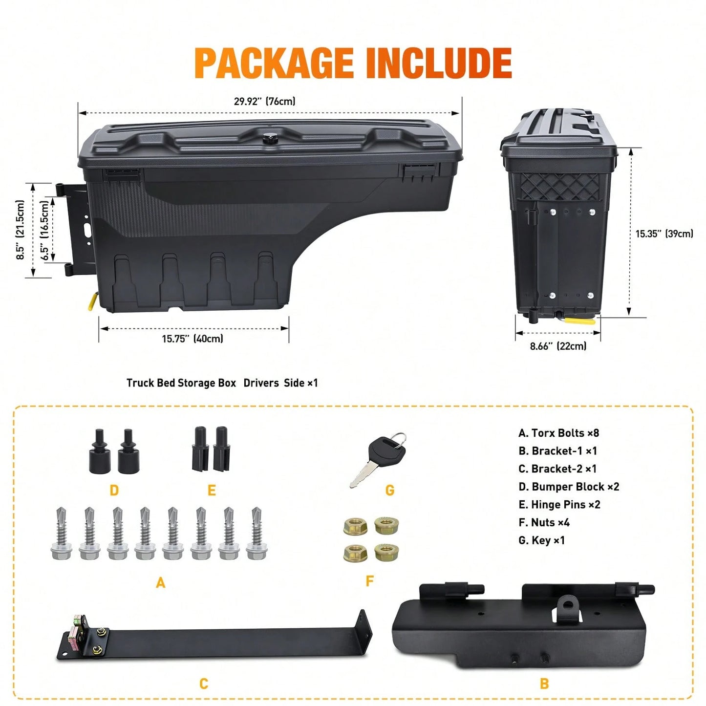 Nilight Truck Bed Tool Box Left Drivers Side Truck Tool Box Compatible With Toyota Tundra 2007-2021 ABS Swing Case Truck Bed Storage Box With Lockable Lid Waterproof Wheel Well Toolbox Black