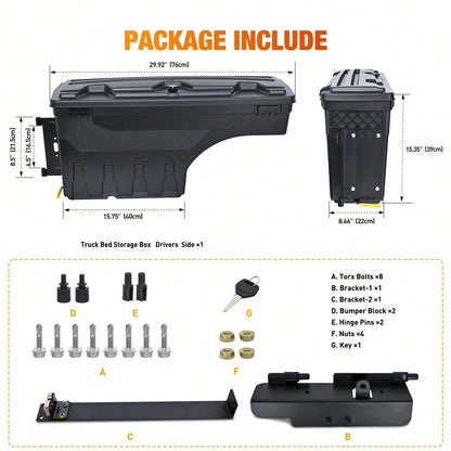 Nilight Truck Bed Tool Box Left Drivers Side Truck Tool Box Compatible With Toyota Tundra 2007-2021 ABS Swing Case Truck Bed Storage Box With Lockable Lid Waterproof Wheel Well Toolbox Black
