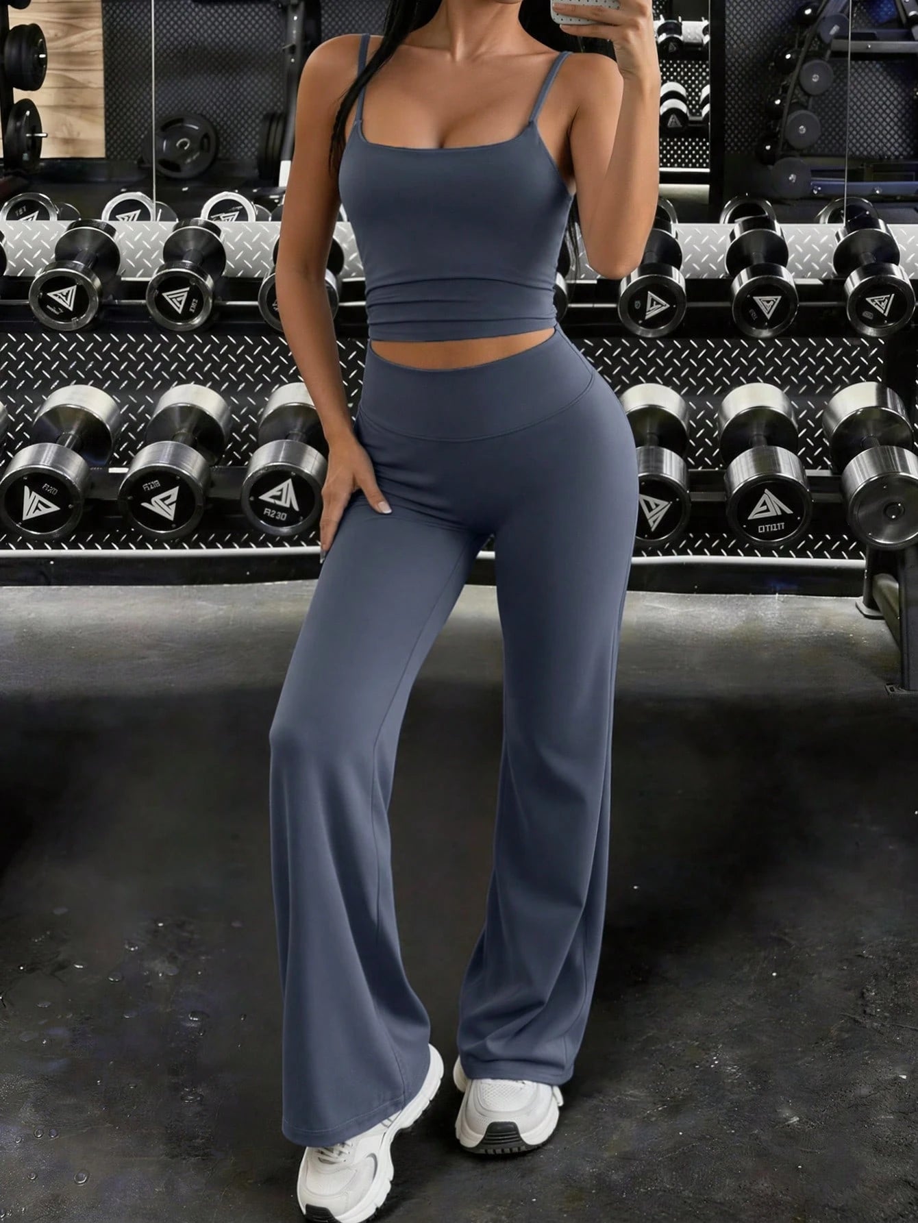 NOIRLYN Women's Sports Two Pieces Summer Sexy Tank Top With Breast Pad And High Waist Hip Straight Pants Are Suitable For Yoga Gym