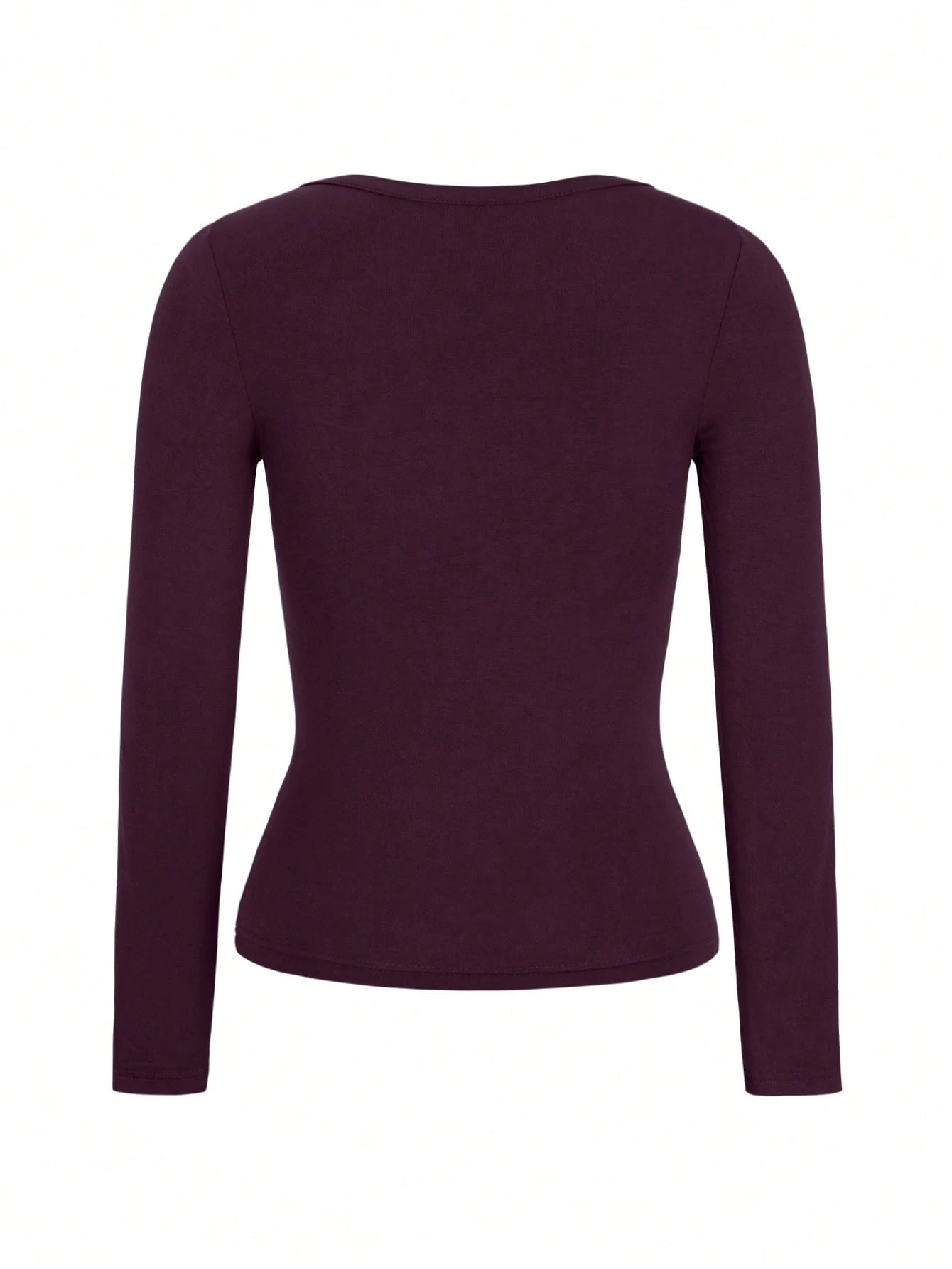 NOIRLYN Women's Y2K Autumn Casual Sexy Solid Color Lace Contrast Fitted Long Sleeve V-Neck Top, Suitable For Daily Commute Wear