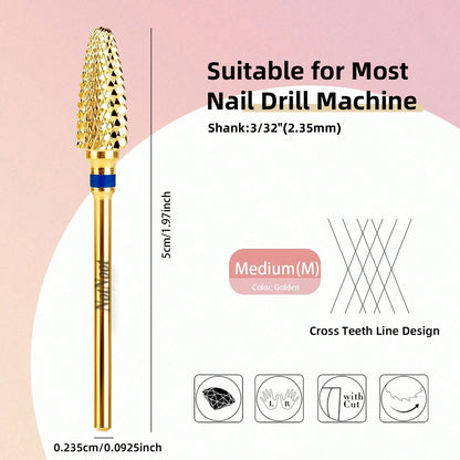NotNoot 3/32" Tungsten Carbide Nail Drill Bits- Quick & Removal Of Acrylic & Gel, Professional Grade Tapered Tungsten Drill Bit Set For Manicure, Pedicure, Nail Care