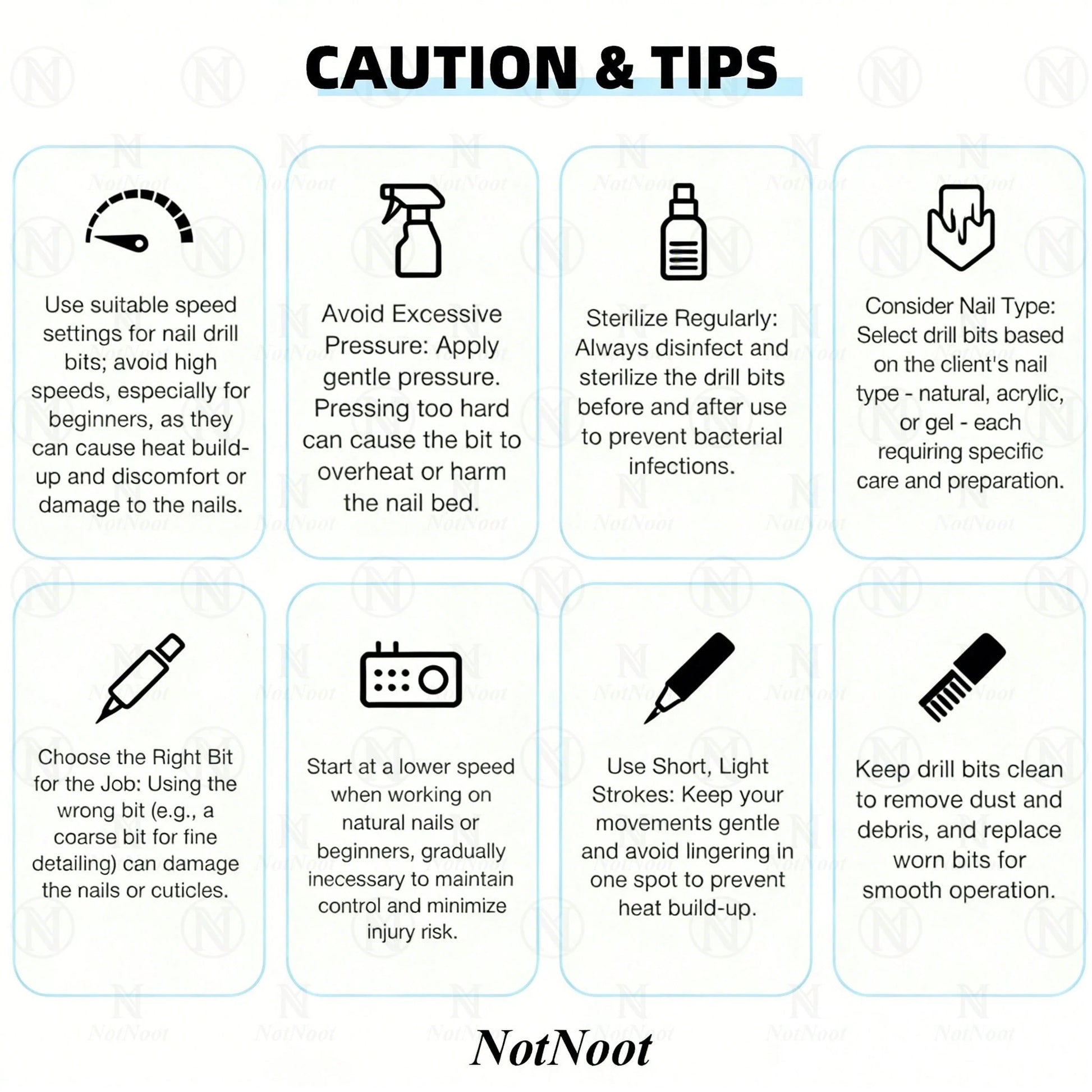 NotNoot Professional Carbide Steel Cross Cone 5-In-1 Flat Top Electric Nail Drill Bit 3/32 Inch Electric Nail Drill Accessory Nail Gel Polish Removal Tool