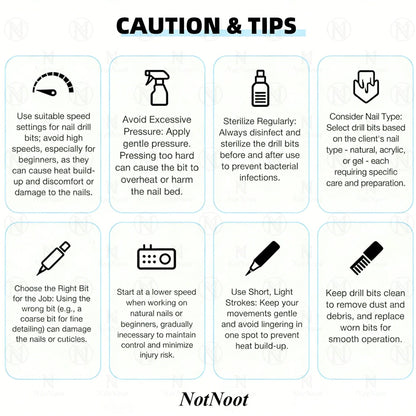 NotNoot Professional Carbide Steel Cross Cone 5-In-1 Flat Top Electric Nail Drill Bit 3/32 Inch Electric Nail Drill Accessory Nail Gel Polish Removal Tool