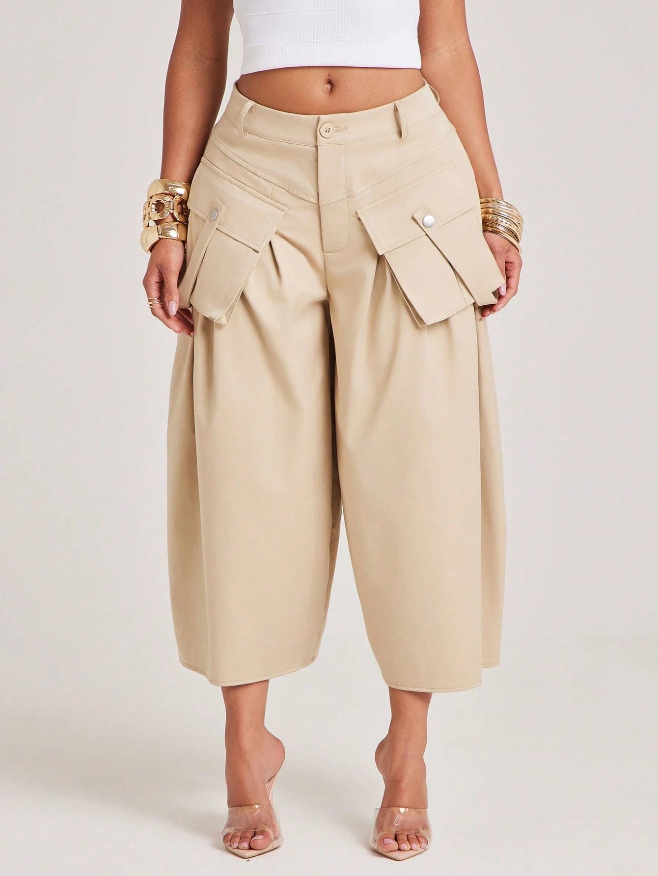 NYA SZN Short Cargo Detail Knee Length Modest Volume Oversized Baggy Brunch Casual Everyday Travel Vacation Office Siren Western Outfits For Women