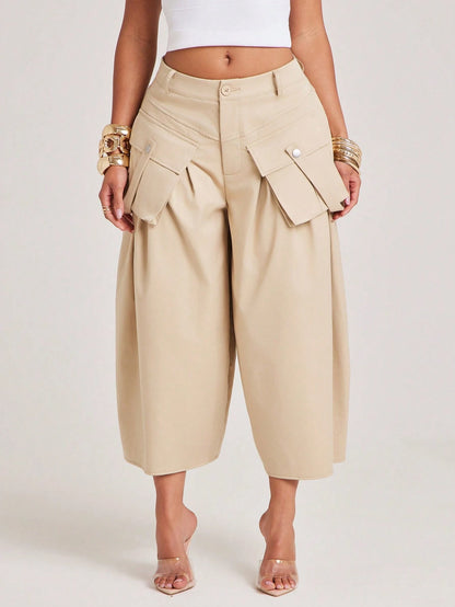 NYA SZN Short Cargo Detail Knee Length Modest Volume Oversized Baggy Brunch Casual Everyday Travel Vacation Office Siren Western Outfits For Women