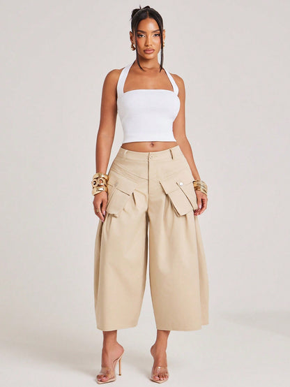 NYA SZN Short Cargo Detail Knee Length Modest Volume Oversized Baggy Brunch Casual Everyday Travel Vacation Office Siren Western Outfits For Women