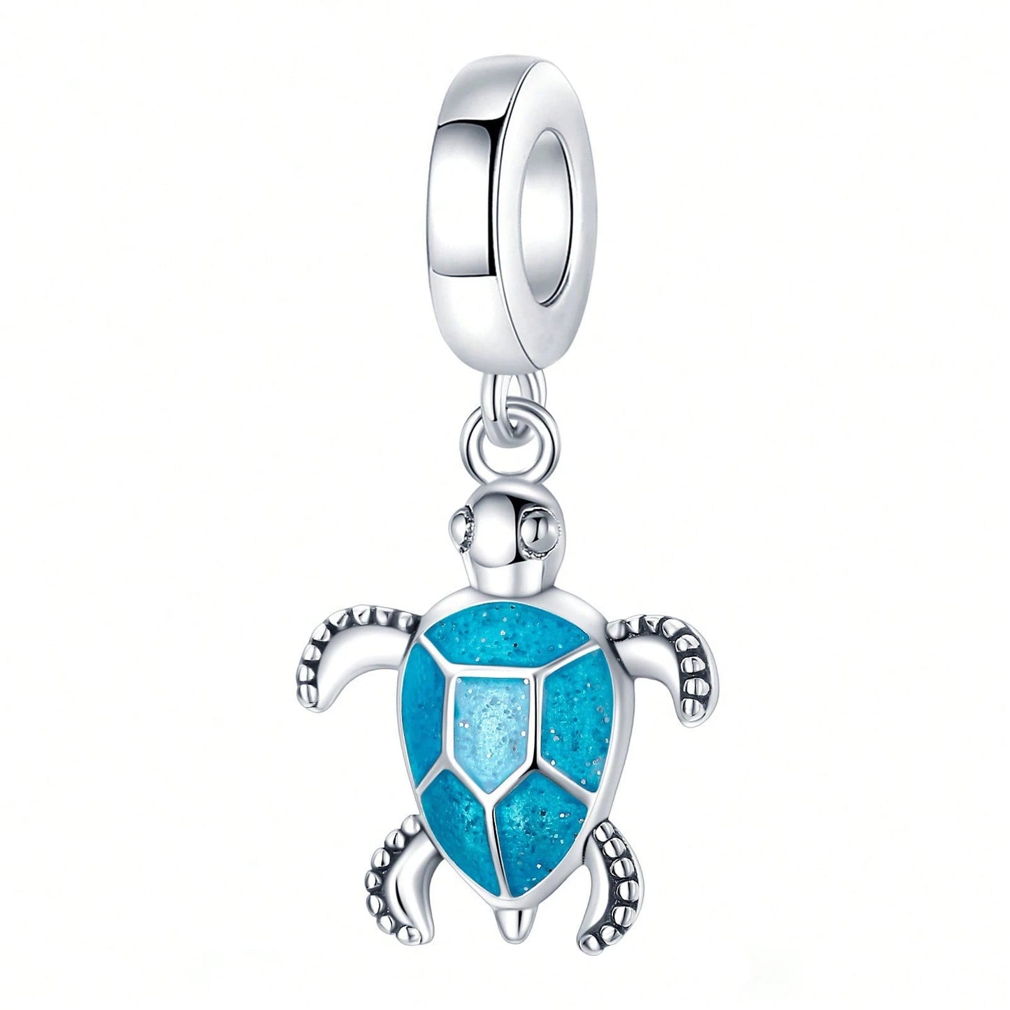 Ocean Blue Enamel Bracelet Beads Pendant, Ocean Animal Bracelet Charm, Silver-Plated Large Hole Beads Pendant With Dolphin, Turtle, Seahorse, DIY Bracelet Jewelry Accessories To Showcase Women's Charm
