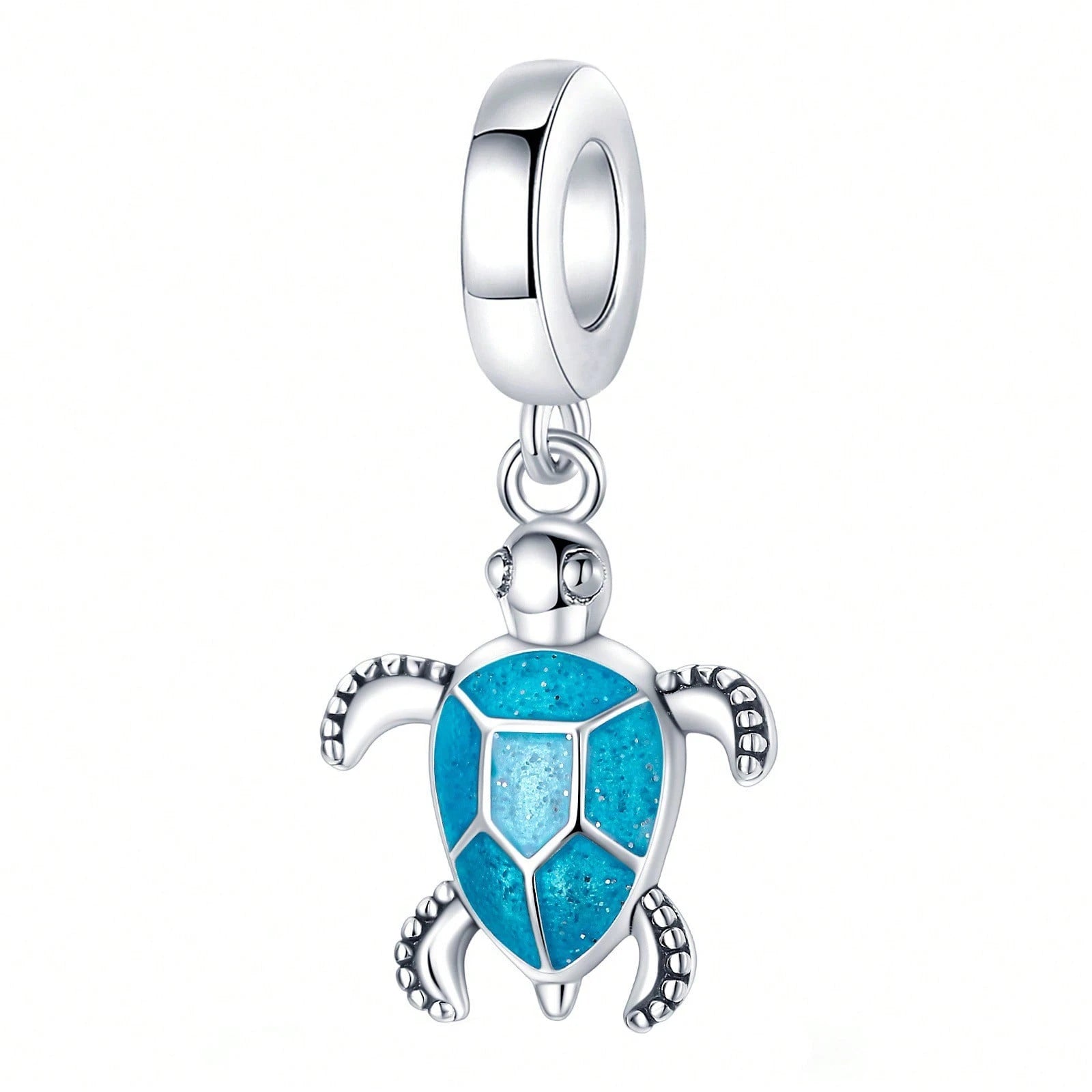 Ocean Blue Enamel Bracelet Beads Pendant, Ocean Animal Bracelet Charm, Silver-Plated Large Hole Beads Pendant With Dolphin, Turtle, Seahorse, DIY Bracelet Jewelry Accessories To Showcase Women's Charm