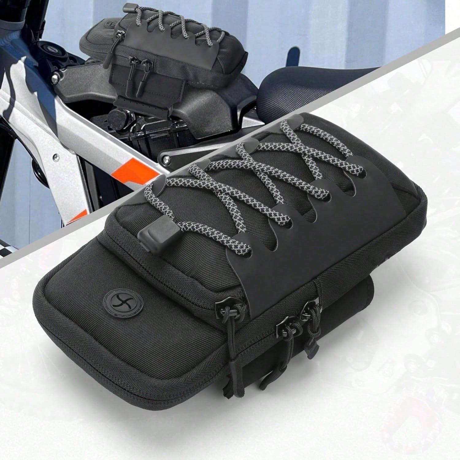 Off-Road Bike Frame Bag For Surron, With Flap Storage, Compatible With Surron Light Bee S/X X160 X260 Talaria Sting, Waterproof Motorcycle Accessory- Black