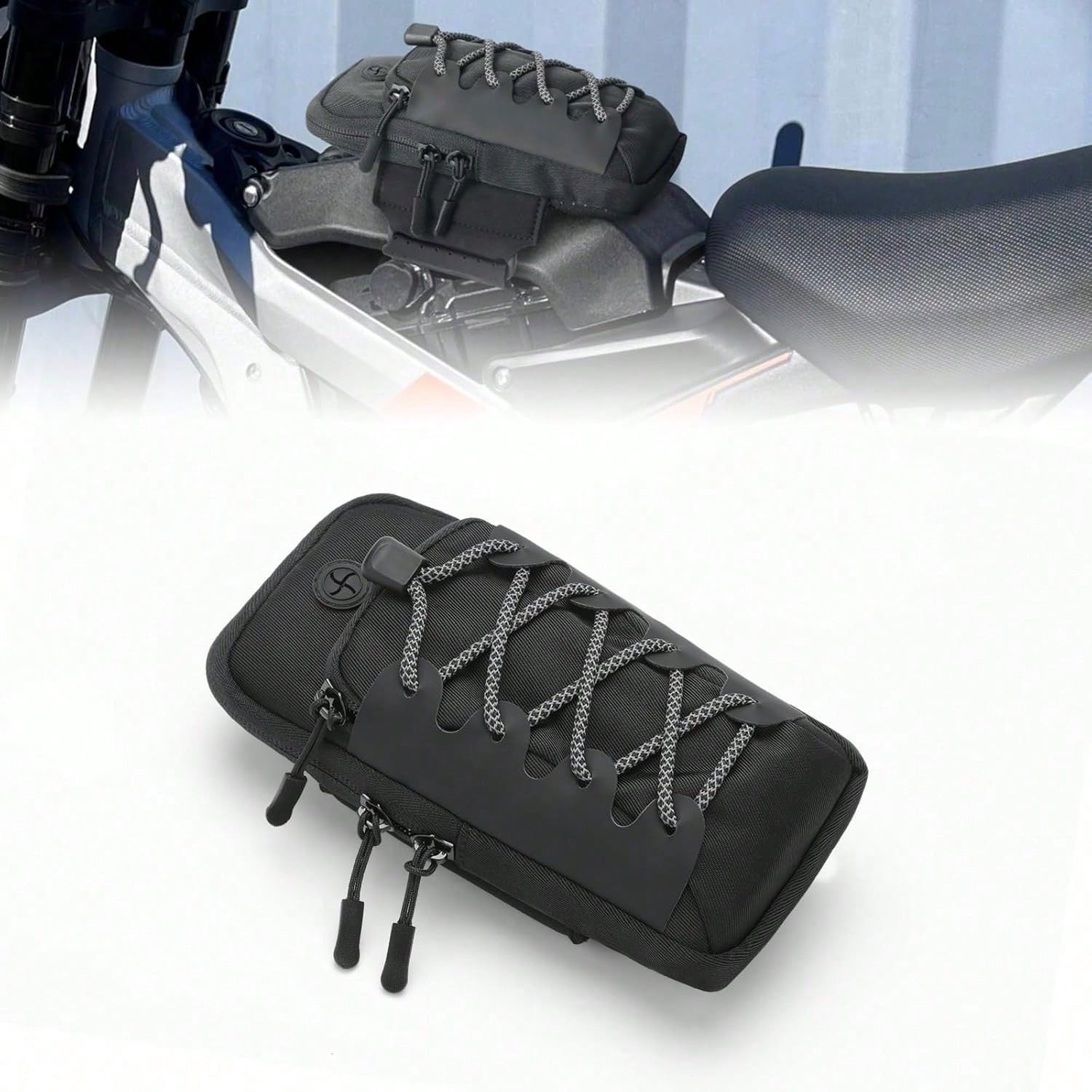 Off-Road Bike Frame Bag For Surron, With Flap Storage, Compatible With Surron Light Bee S/X X160 X260 Talaria Sting, Waterproof Motorcycle Accessory- Black