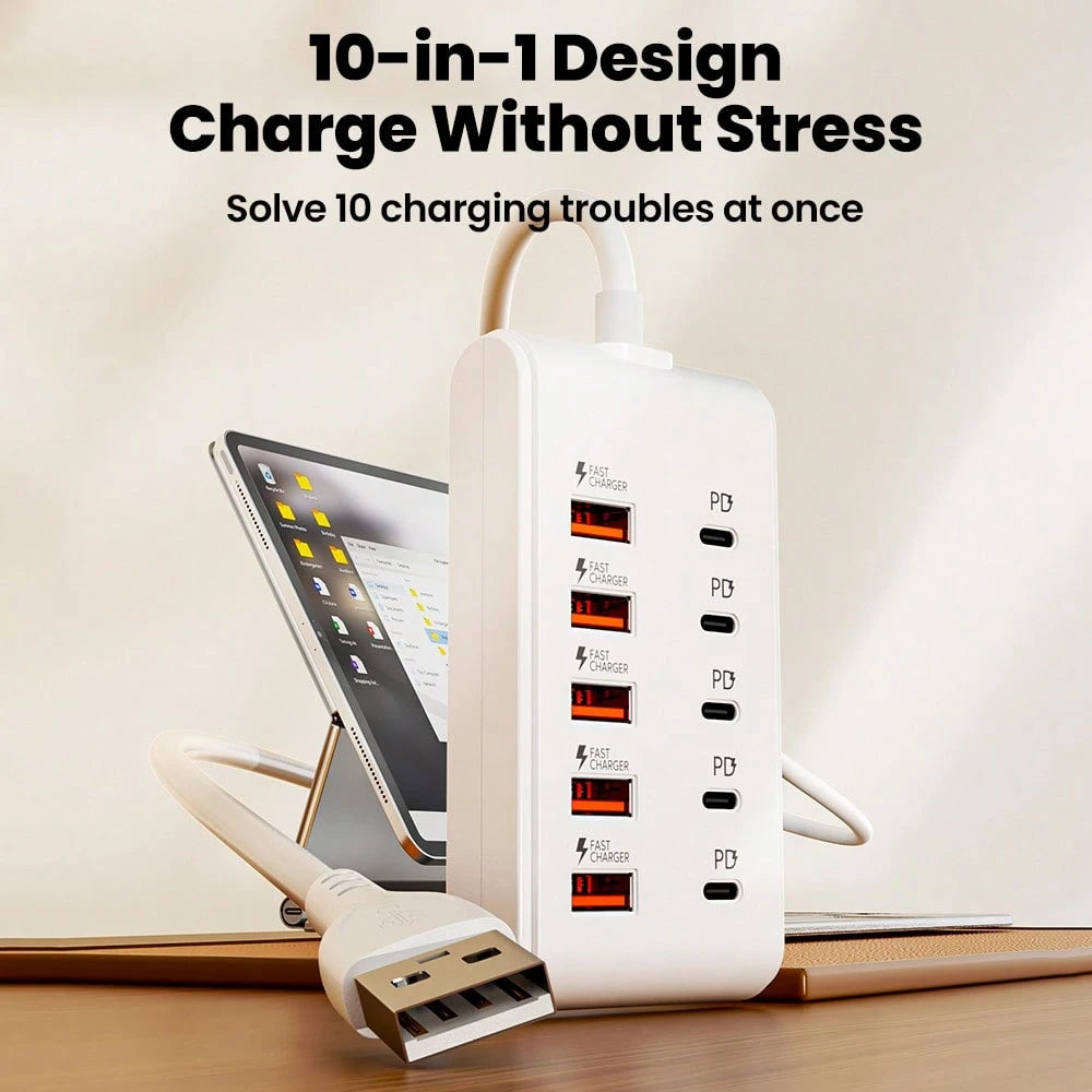 OLAF 5 USB + 5 Type-C 10-Port Power Strip