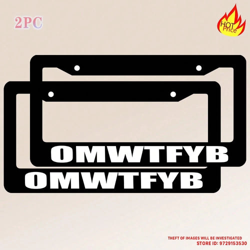 Omwtfyb License Plate Frame, Interesting Black License Plate Holder, 2PC Personalized Car Front And Rear License Plate Covers, Universal License Plate Cover, Us License Plate Size 12x6 Inch