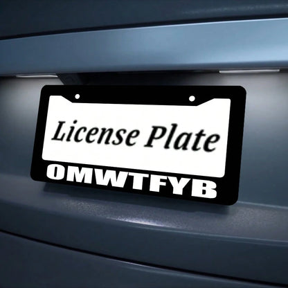 Omwtfyb License Plate Frame, Interesting Black License Plate Holder, 2PC Personalized Car Front And Rear License Plate Covers, Universal License Plate Cover, Us License Plate Size 12x6 Inch