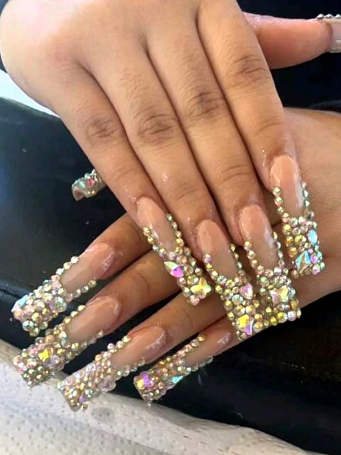 One Pack (360pcs-540pcs) Of Nail Art Nail Art Flat Bottomed Irregular Diamond Nail Accessories White, AB Color Super Sparkling Love Butterfly Star Water Droplet Crooked Center Glass Rhinestone Nail M