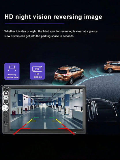Optional 17.78cm Car Stereo Double Din Radio Touchscreen MP5/ Backup Camera. 2 Din Multimedia Car Audio Wireless Hands-Free Support Mirror Link FM/MP3/MP4/USB/SD, Aux Input Car Audio Receivers