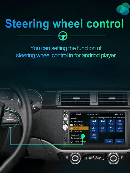 Optional 17.78cm Car Stereo Double Din Radio Touchscreen MP5/ Backup Camera. 2 Din Multimedia Car Audio Wireless Hands-Free Support Mirror Link FM/MP3/MP4/USB/SD, Aux Input Car Audio Receivers