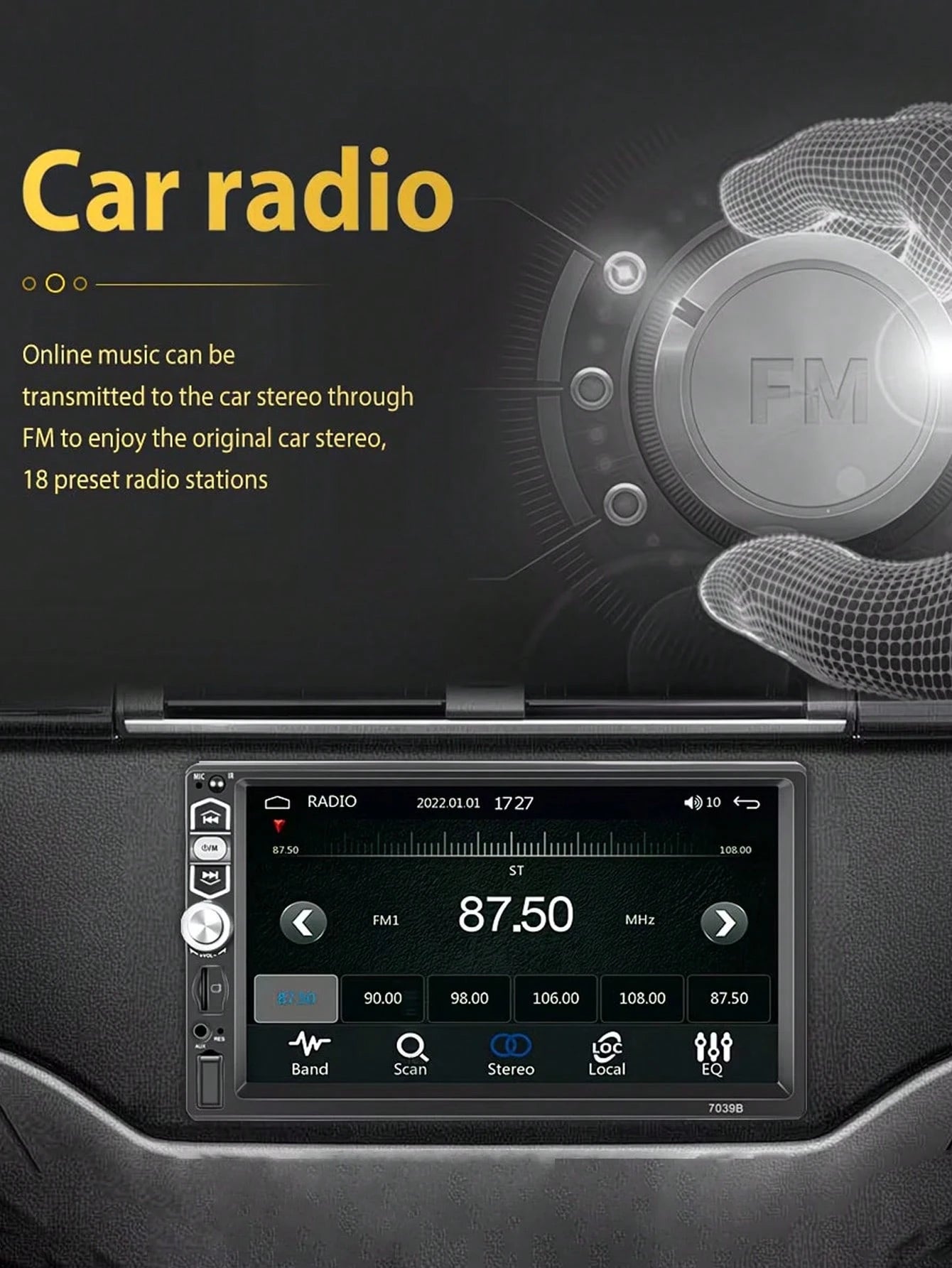 Optional 17.78cm Car Stereo Double Din Radio Touchscreen MP5/ Backup Camera. 2 Din Multimedia Car Audio Wireless Hands-Free Support Mirror Link FM/MP3/MP4/USB/SD, Aux Input Car Audio Receivers