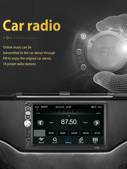 Optional 17.78cm Car Stereo Double Din Radio Touchscreen MP5/ Backup Camera. 2 Din Multimedia Car Audio Wireless Hands-Free Support Mirror Link FM/MP3/MP4/USB/SD, Aux Input Car Audio Receivers