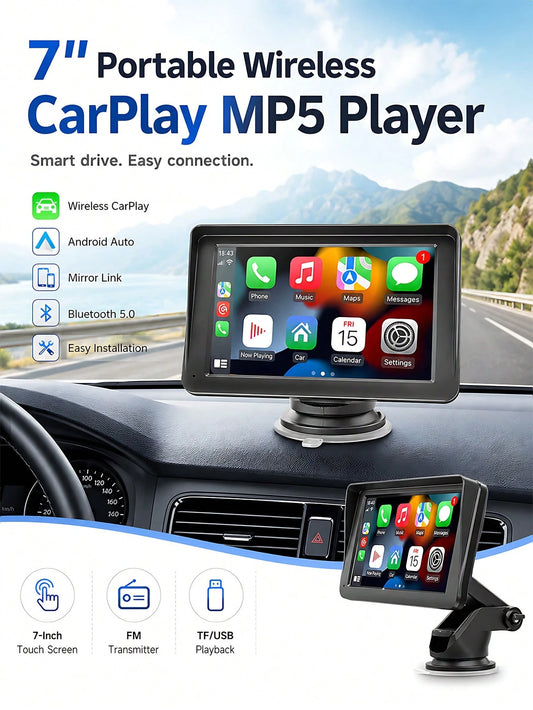 Optional 7-Inch Touchscreen Carplay Portable Car Audio Android Auto/Rearview Camera, Car Play Navigation, Voice Control, Remote Connection/AUX/FM, Car Radio Receiver, Loop Recording, Plug And Play, Su