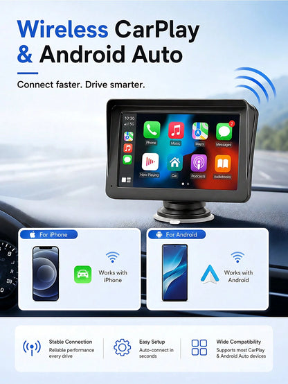 Optional 7-Inch Touchscreen Carplay Portable Car Audio Android Auto/Rearview Camera, Car Play Navigation, Voice Control, Remote Connection/AUX/FM, Car Radio Receiver, Loop Recording, Plug And Play, Su