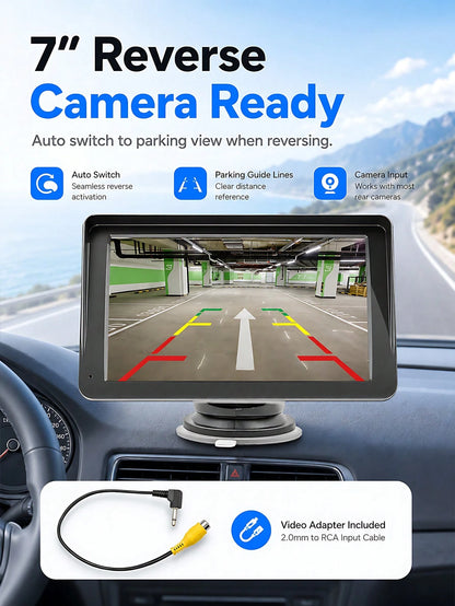 Optional 7-Inch Touchscreen Carplay Portable Car Audio Android Auto/Rearview Camera, Car Play Navigation, Voice Control, Remote Connection/AUX/FM, Car Radio Receiver, Loop Recording, Plug And Play, Su