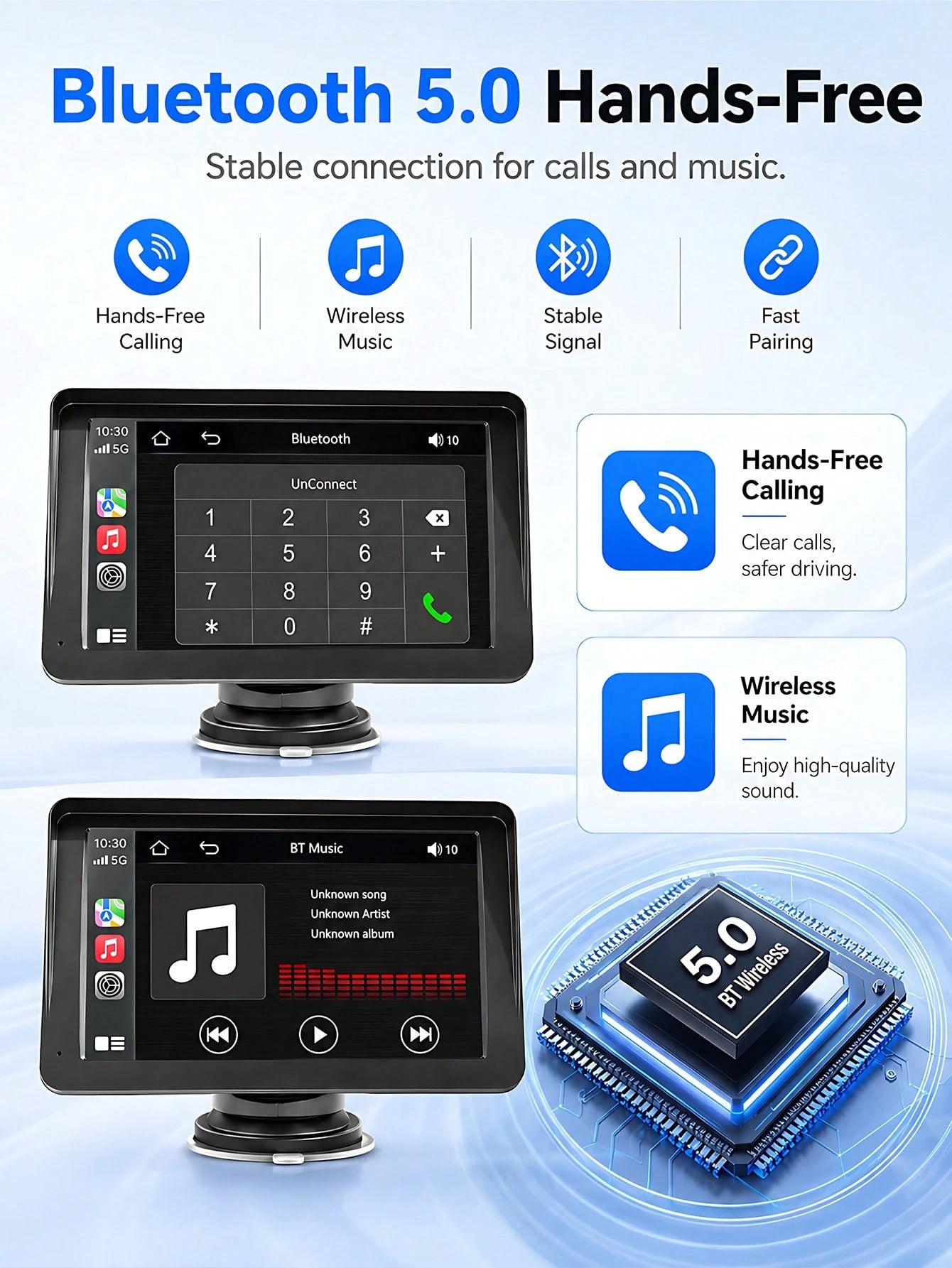 Optional 7-Inch Touchscreen Carplay Portable Car Audio Android Auto/Rearview Camera, Car Play Navigation, Voice Control, Remote Connection/AUX/FM, Car Radio Receiver, Loop Recording, Plug And Play, Su