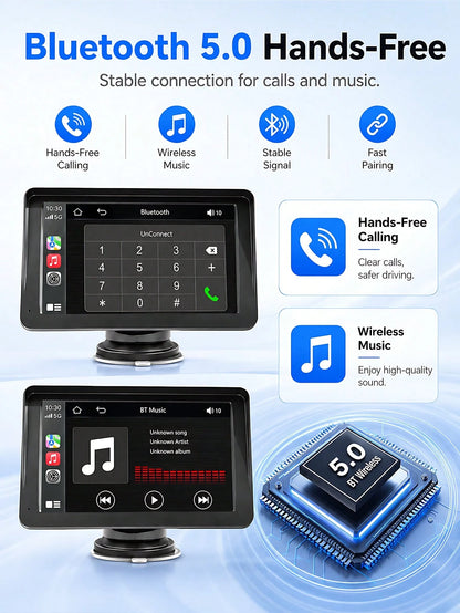 Optional 7-Inch Touchscreen Carplay Portable Car Audio Android Auto/Rearview Camera, Car Play Navigation, Voice Control, Remote Connection/AUX/FM, Car Radio Receiver, Loop Recording, Plug And Play, Su