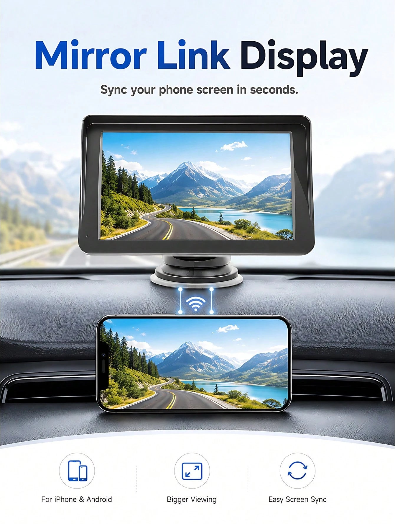 Optional 7-Inch Touchscreen Carplay Portable Car Audio Android Auto/Rearview Camera, Car Play Navigation, Voice Control, Remote Connection/AUX/FM, Car Radio Receiver, Loop Recording, Plug And Play, Su