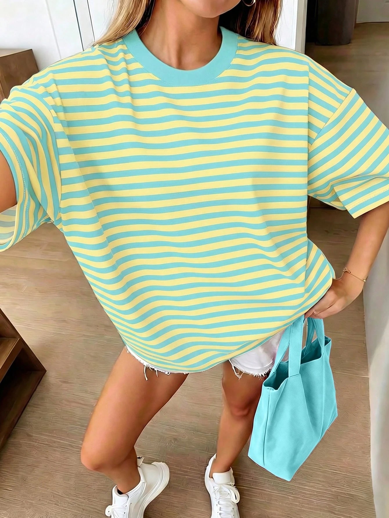 Oversized Loose Fit Short Sleeve T-Shirt, Casual Vacation For Women Summer