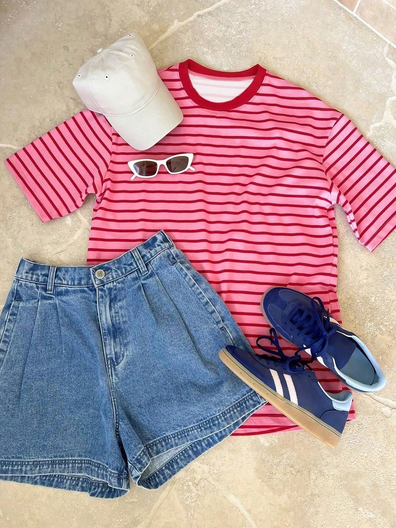 Oversized Loose Fit Short Sleeve T-Shirt, Casual Vacation For Women Summer