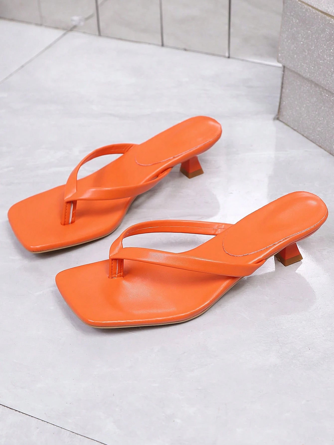 Oversized Square Toe Summer New Sandals, Thin Heel Thong Sandals, Versatile Thin Heel Toe-Post Flip Flops For Women