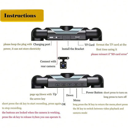 Panoramic 1080P HD Dash Cam Kit With 4/3 Vehicle Camera, 1080P Front Camera And 720P Rear/Side Cameras, HD Night Vision, Wide Dynamic Range, Noise Reduction, WDR, Loop Recording, Anti-Fraud Security C