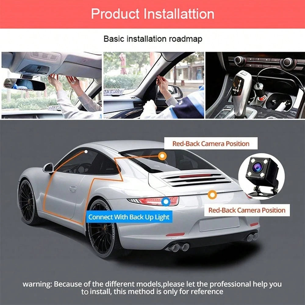 Panoramic 1080P HD Dash Cam Kit With 4/3 Vehicle Camera, 1080P Front Camera And 720P Rear/Side Cameras, HD Night Vision, Wide Dynamic Range, Noise Reduction, WDR, Loop Recording, Anti-Fraud Security C