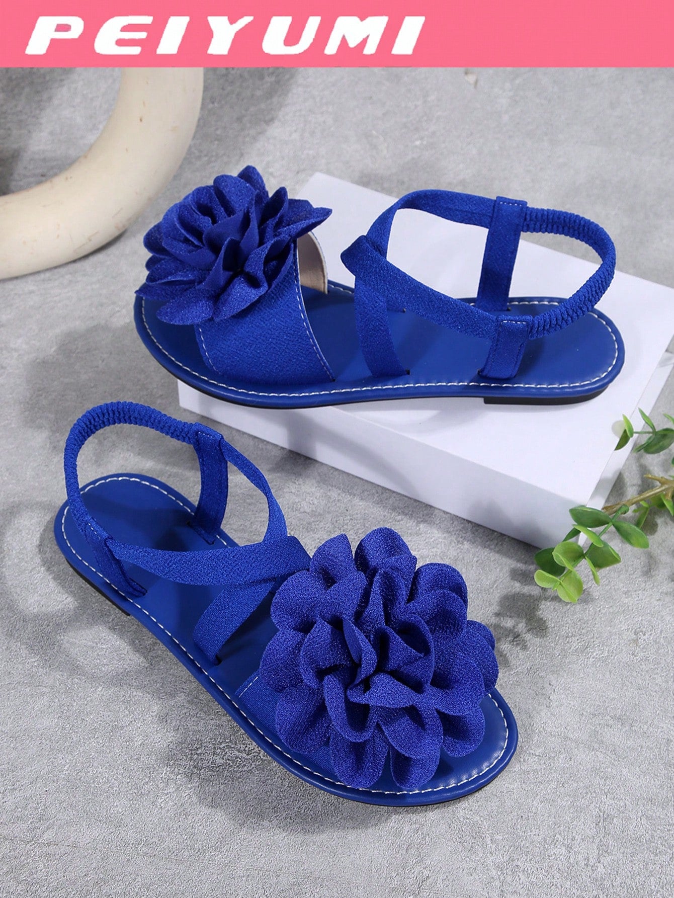 PEIYUMI Summer Women's DIY Flower Decor Criss-Cross Strappy Sandals, Beach Casual Party