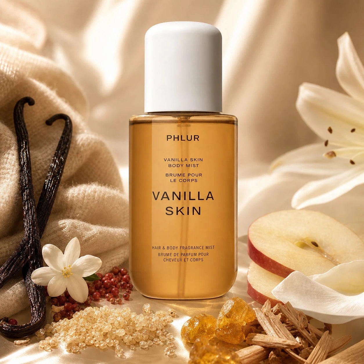 PHLURVanilla Skin Body Mist 237ml/8fl.Oz, Warm Vanilla Musk Fragrance, Long Lasting Hair And Body Scent For Daily Wear, Layering, Travel And Gift