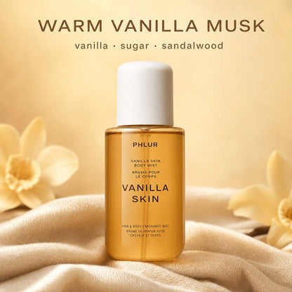PHLURVanilla Skin Body Mist 237ml/8fl.Oz, Warm Vanilla Musk Fragrance, Long Lasting Hair And Body Scent For Daily Wear, Layering, Travel And Gift