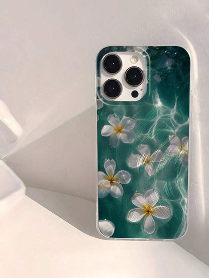 Phone Case 1pc Fashionable Floral Pattern Soft Glossy Transparent Anti-Fingerprint Anti-Scratch Phone