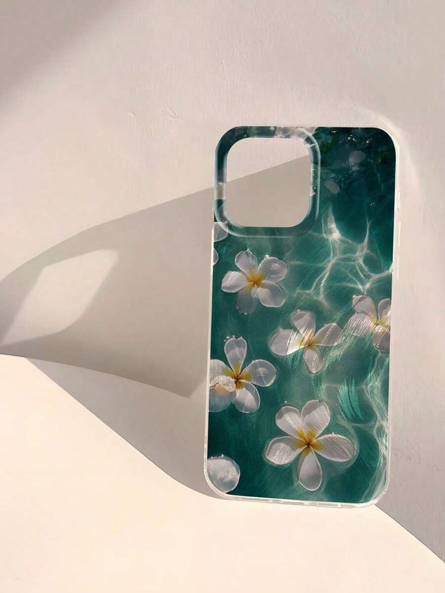 Phone Case 1pc Fashionable Floral Pattern Soft Glossy Transparent Anti-Fingerprint Anti-Scratch Phone