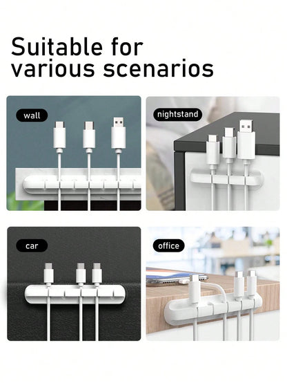 Phone Data Cable Organizer, Charging Cable Holder, Computer Earphone Cord Clip, Desk/Bedside/Car Self-Adhesive Cable Winder Clip