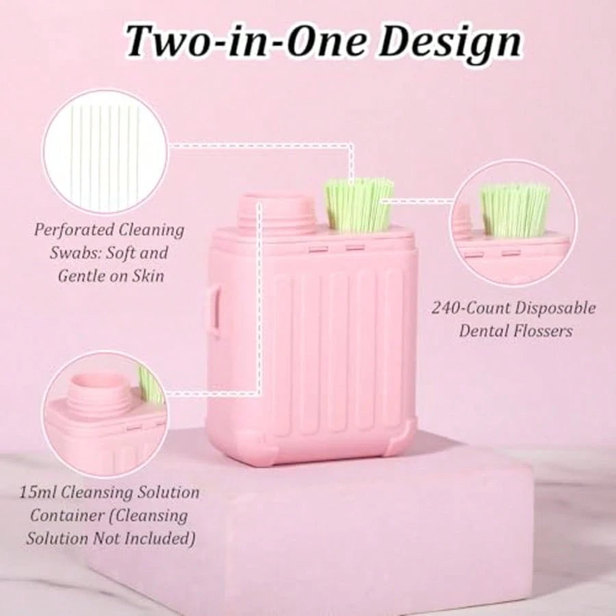 Piercing Cleaning Kit Contains 240PCS Disposable Ear Piercing Cleaning Floss, Portable Ear Piercings Hole Cleaner, Piercings Aftercare For Women Men