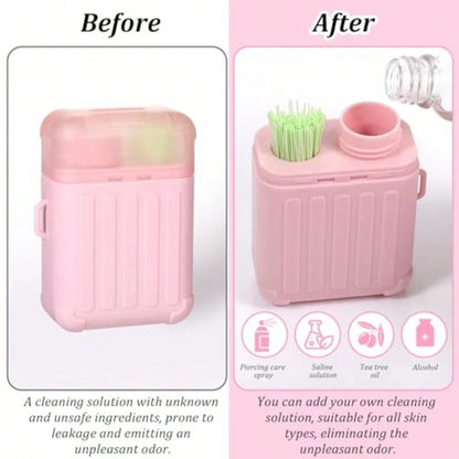 Piercing Cleaning Kit Contains 240PCS Disposable Ear Piercing Cleaning Floss, Portable Ear Piercings Hole Cleaner, Piercings Aftercare For Women Men