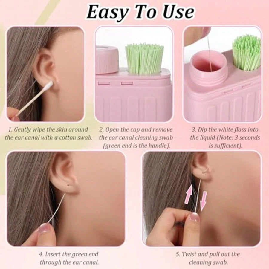Piercing Cleaning Kit Contains 240PCS Disposable Ear Piercing Cleaning Floss, Portable Ear Piercings Hole Cleaner, Piercings Aftercare For Women Men